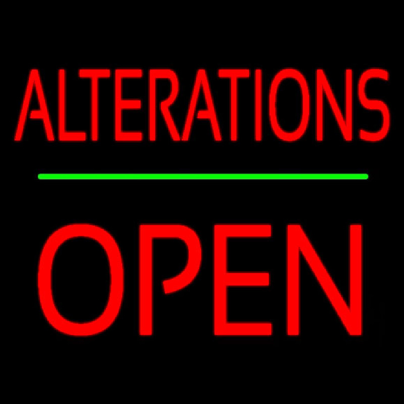 Red Alterations Block Open Neon Skilt