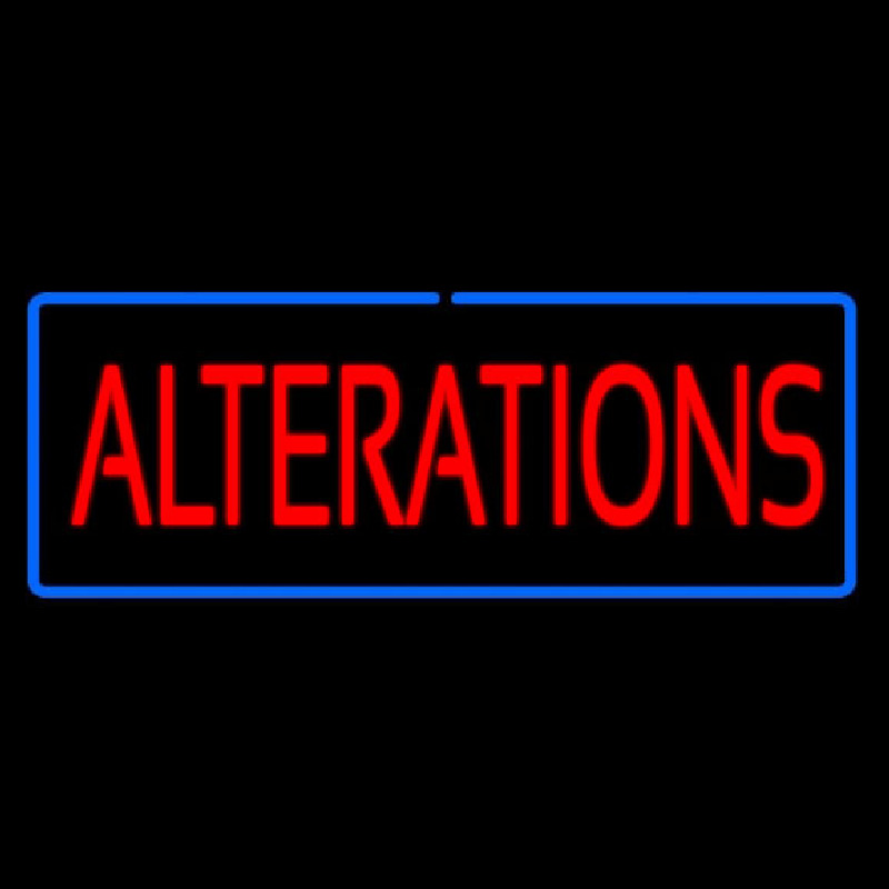 Red Alterations Blue Border Neon Skilt