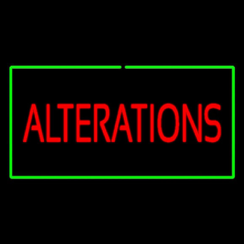 Red Alterations Green Border Neon Skilt