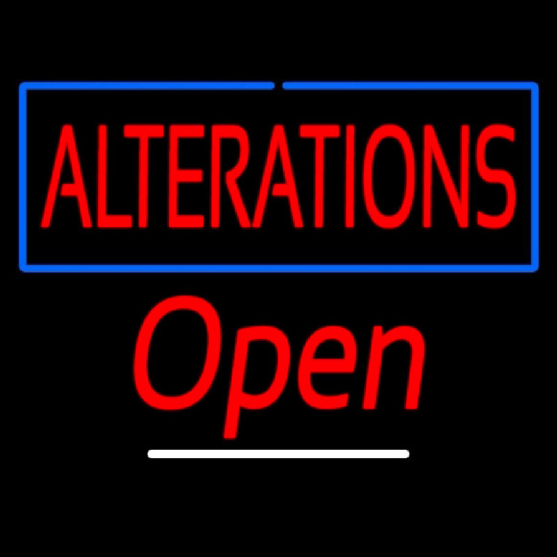 Red Alterations Open White Line Neon Skilt