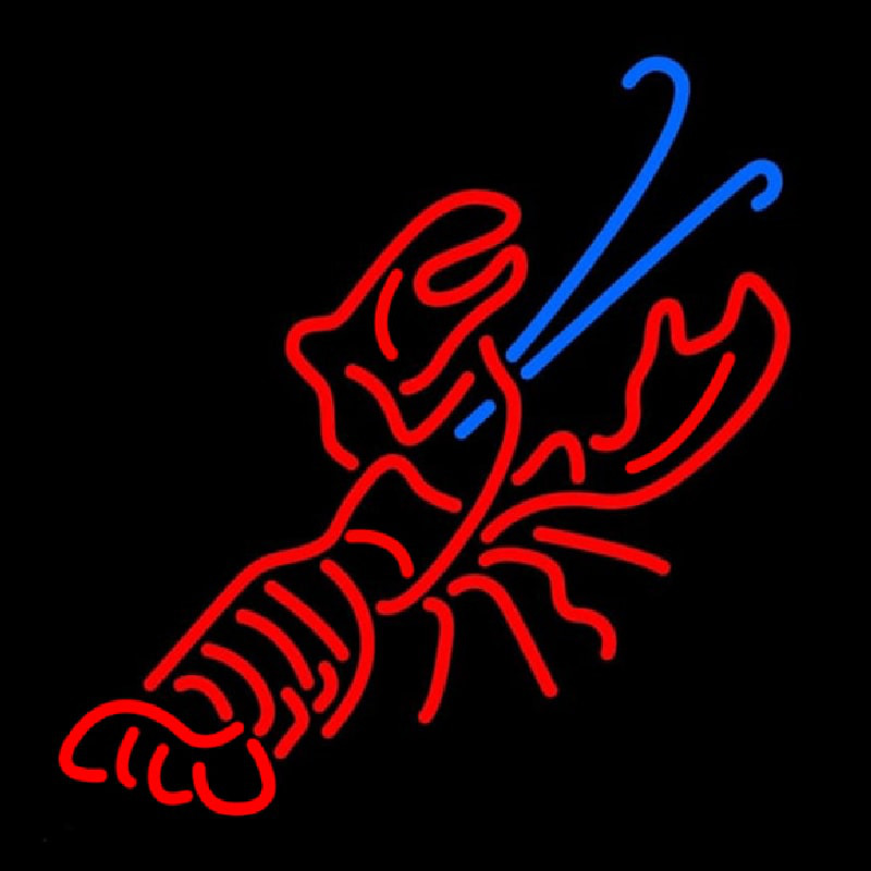Red And Blue Lobster Logo Neon Skilt