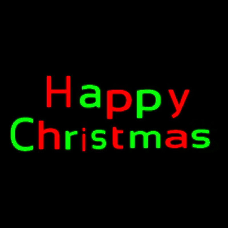 Red And Green Happy Christmas Neon Skilt