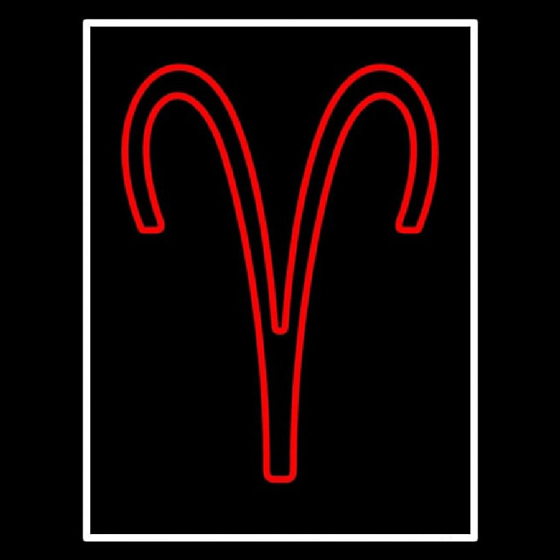 Red Aries White Border Neon Skilt