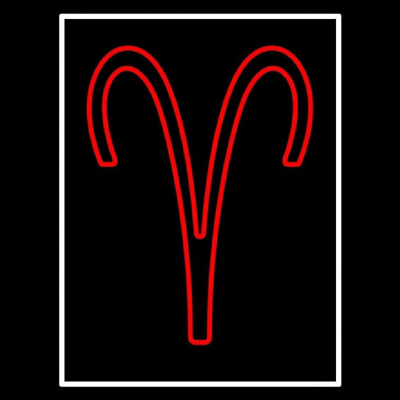 Red Aries White Border Neon Skilt