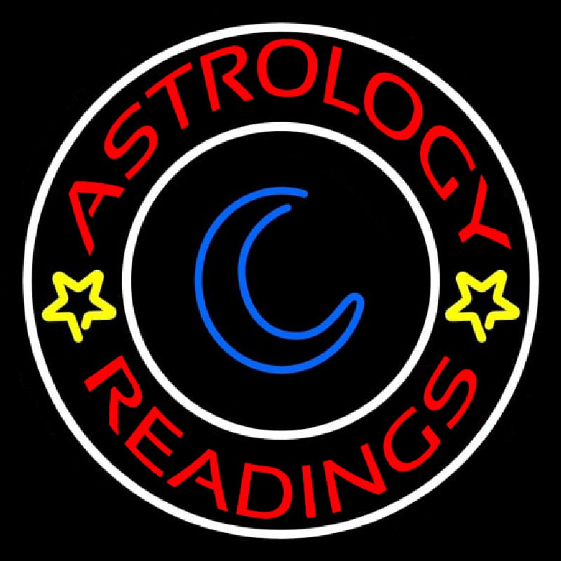 Red Astrology Readings White Border Neon Skilt