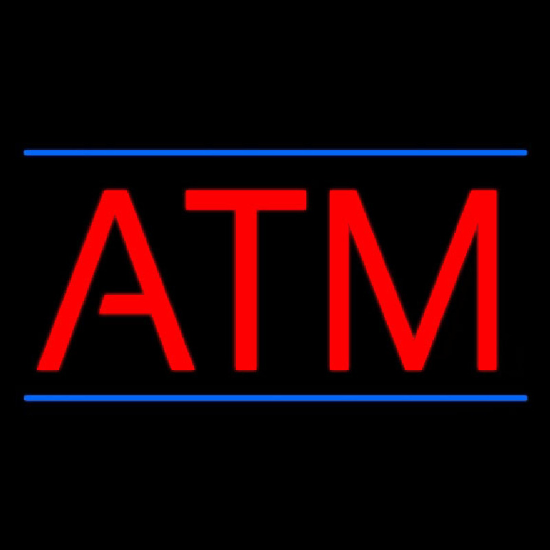 Red Atm Blue Lines Neon Skilt