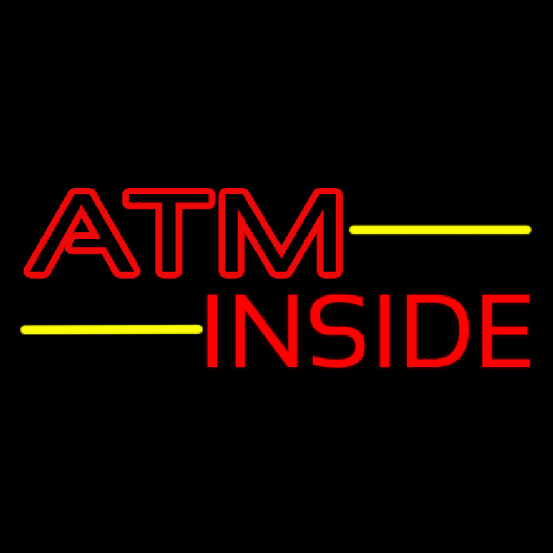 Red Atm Inside Neon Skilt