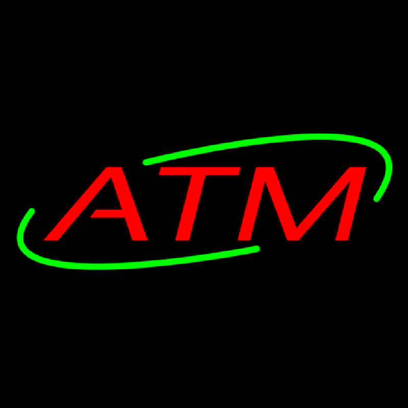 Red Atm Neon Skilt