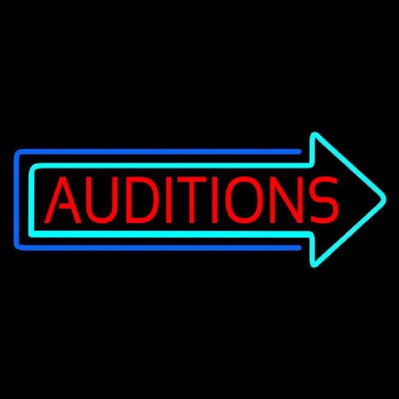 Red Auditions Arrow Neon Skilt