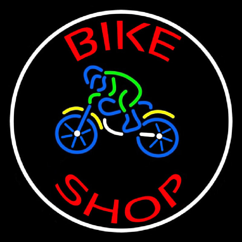 Red Bike Shop With Logo Neon Skilt