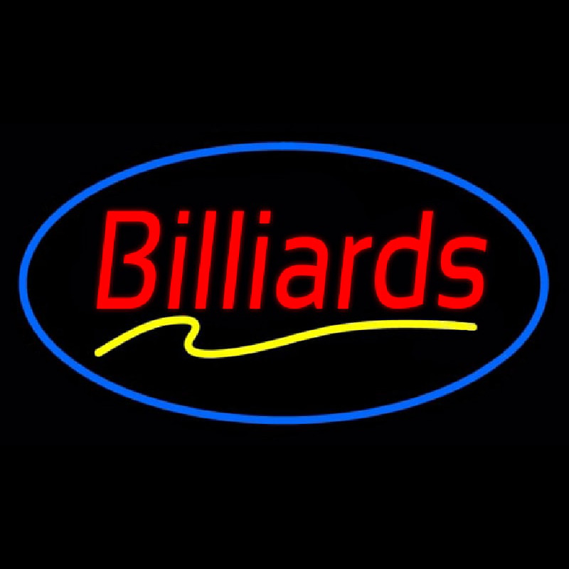 Red Billiards Blue Oval Neon Skilt