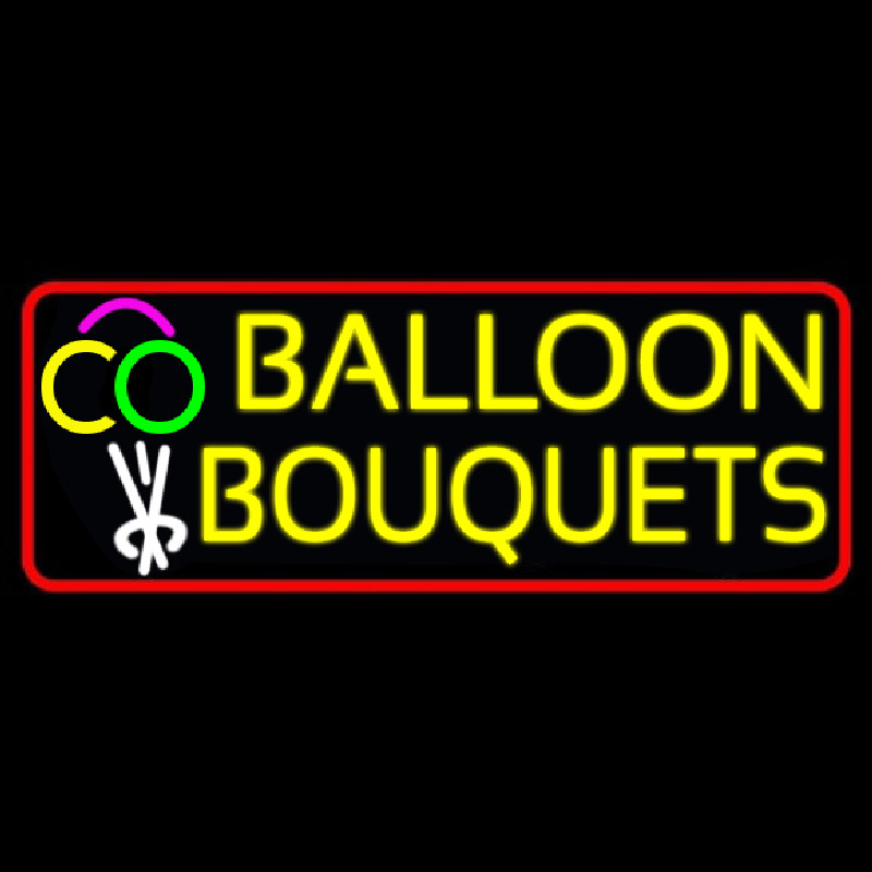 Red Border Balloon Bouquets Neon Skilt
