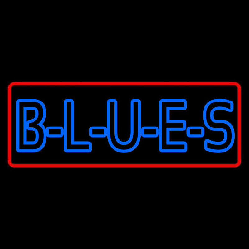 Red Border Blues Block Neon Skilt