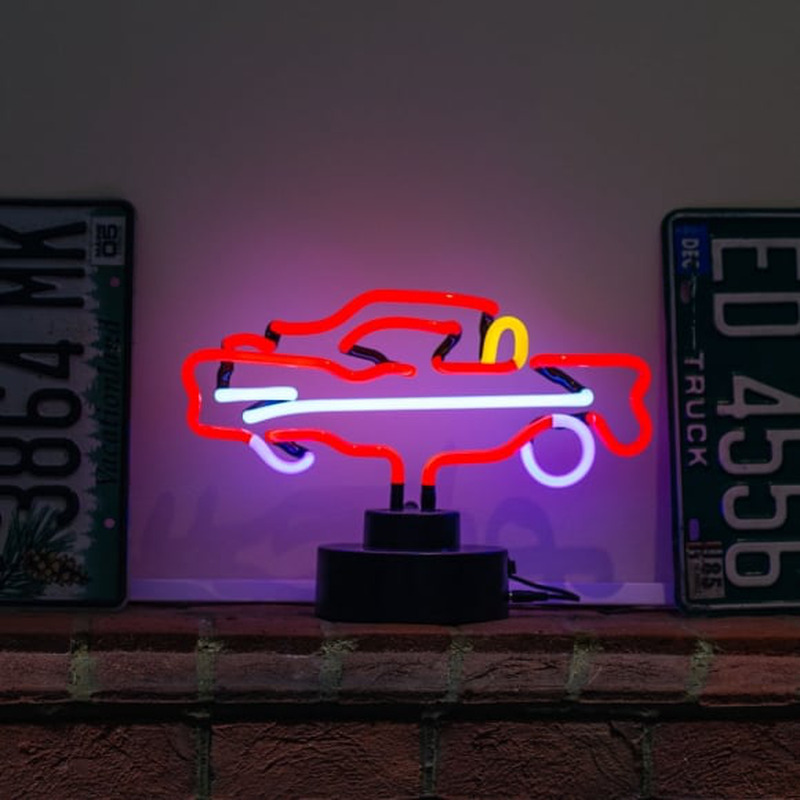 Red Car Desktop Neon Skilt