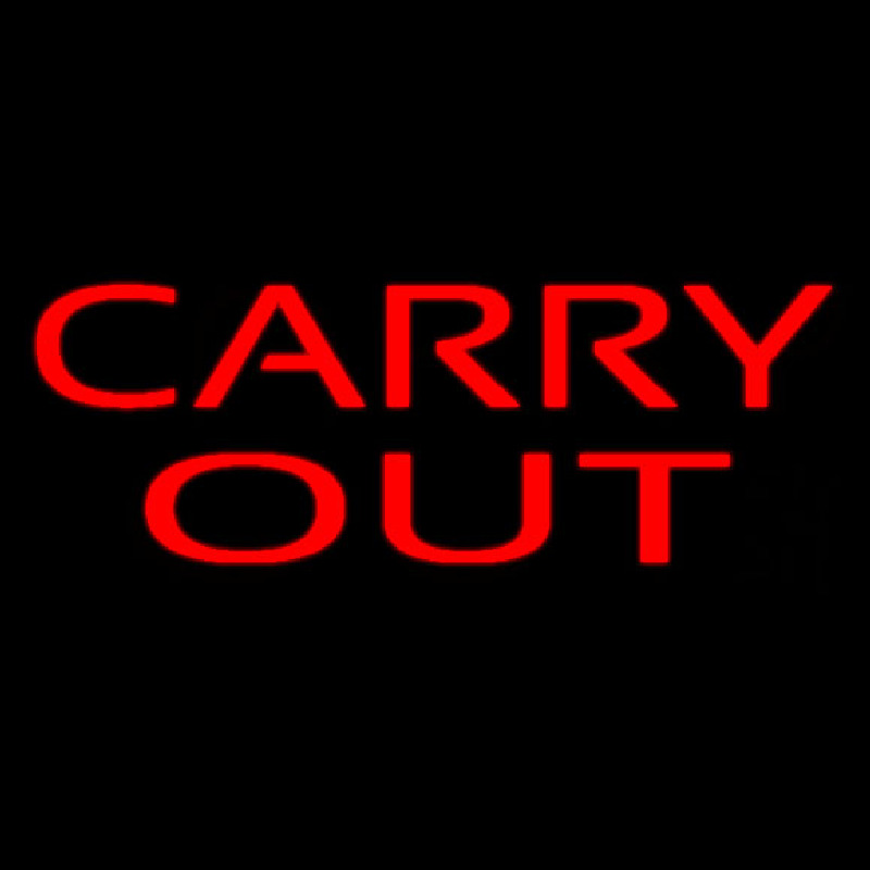 Red Carry Out Neon Skilt