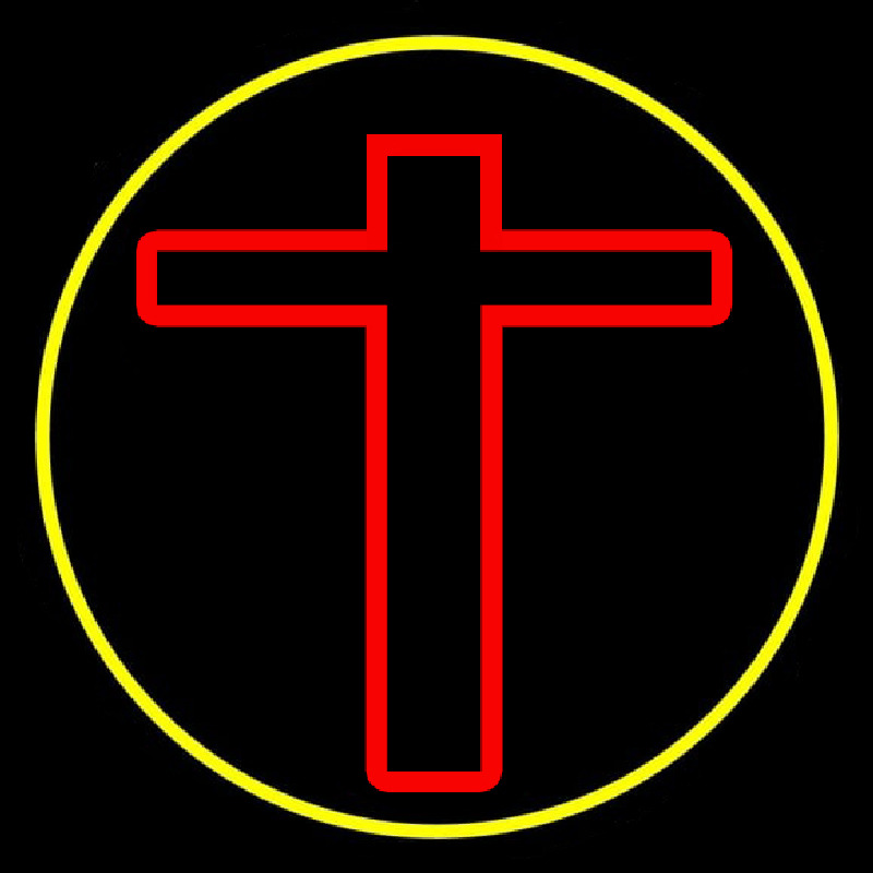 Red Christian Cross Neon Skilt