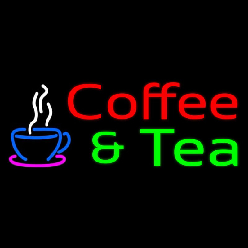 Red Coffee And Green Tea Neon Skilt