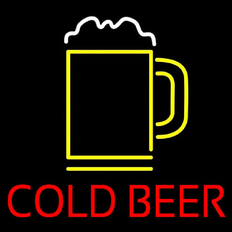 Red Cold Beer With Yellow Mug Real Neon Glass Tube Neon Skilt