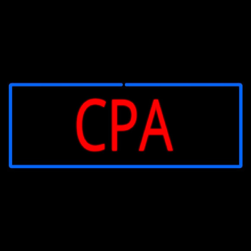 Red Cpa With Blue Border Neon Skilt