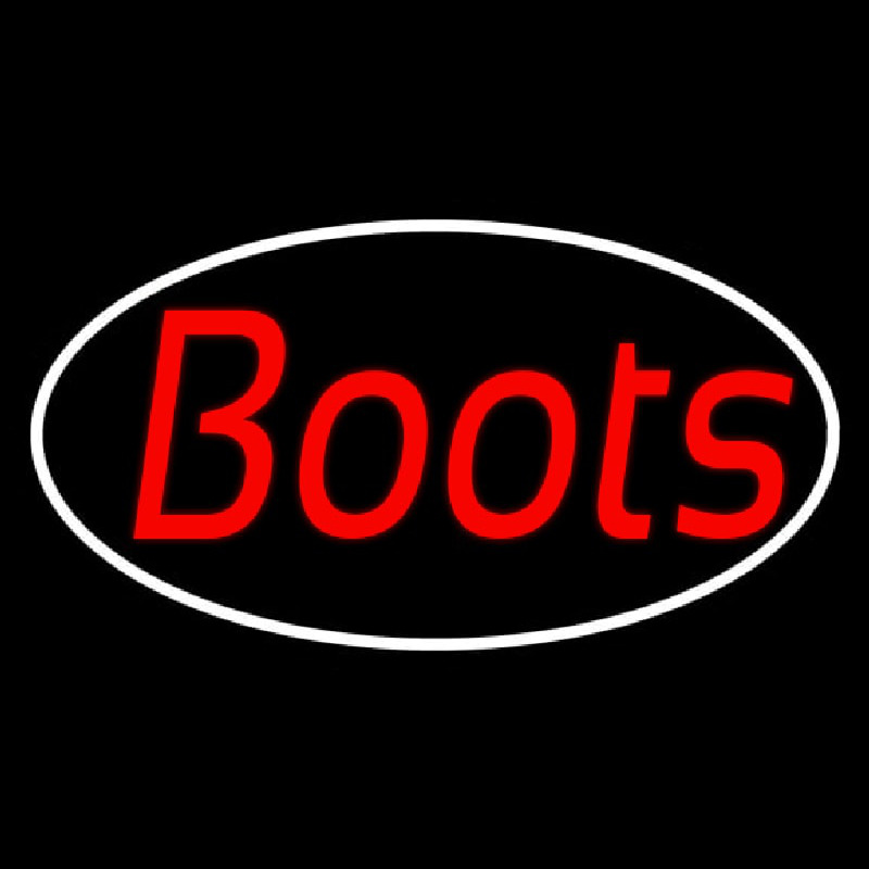 Red Cursive Boots Neon Skilt