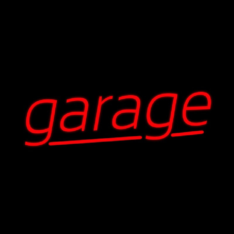 Red Cursive Garage Neon Skilt