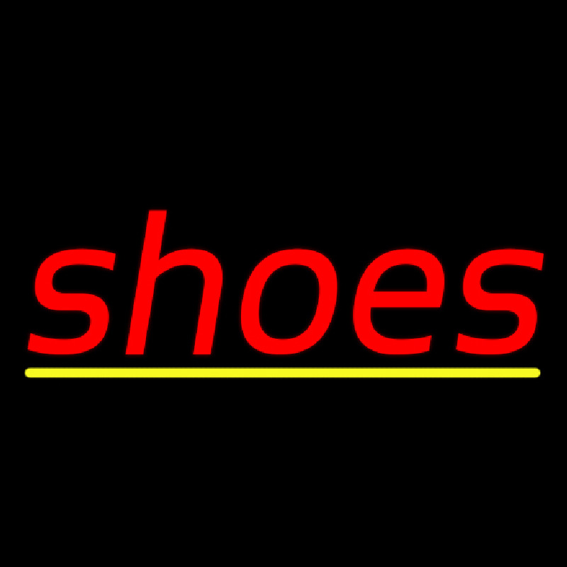 Red Cursive Shoes With Lines Neon Skilt