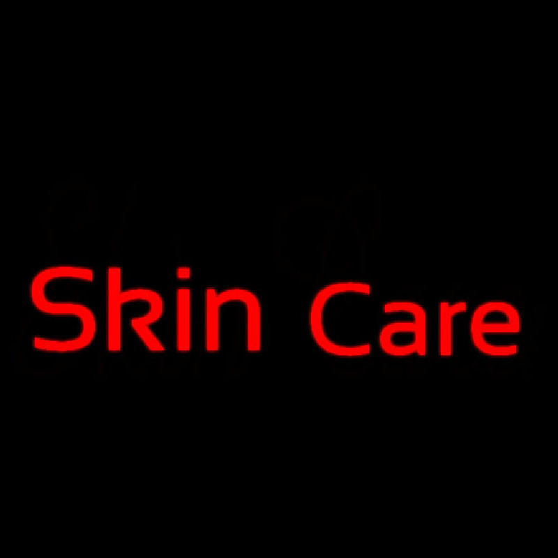 Red Cursive Skin Care Neon Skilt