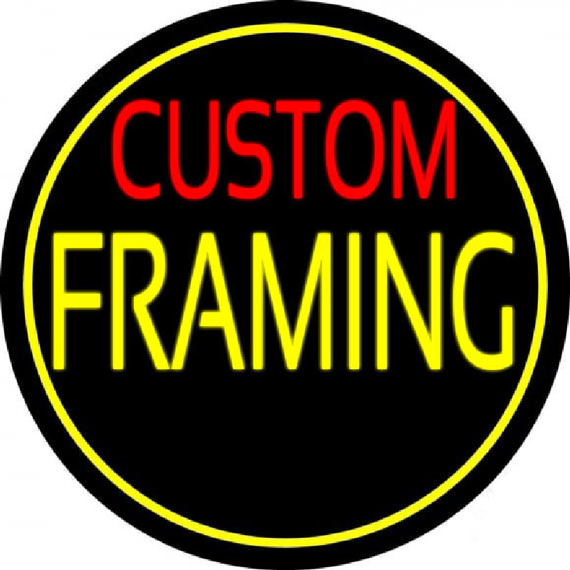 Red Custom Yellow Framing With Circle Neon Skilt