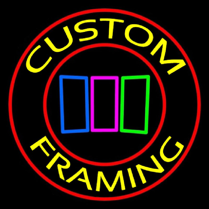 Red Custom Yellow Framing With Logo Neon Skilt