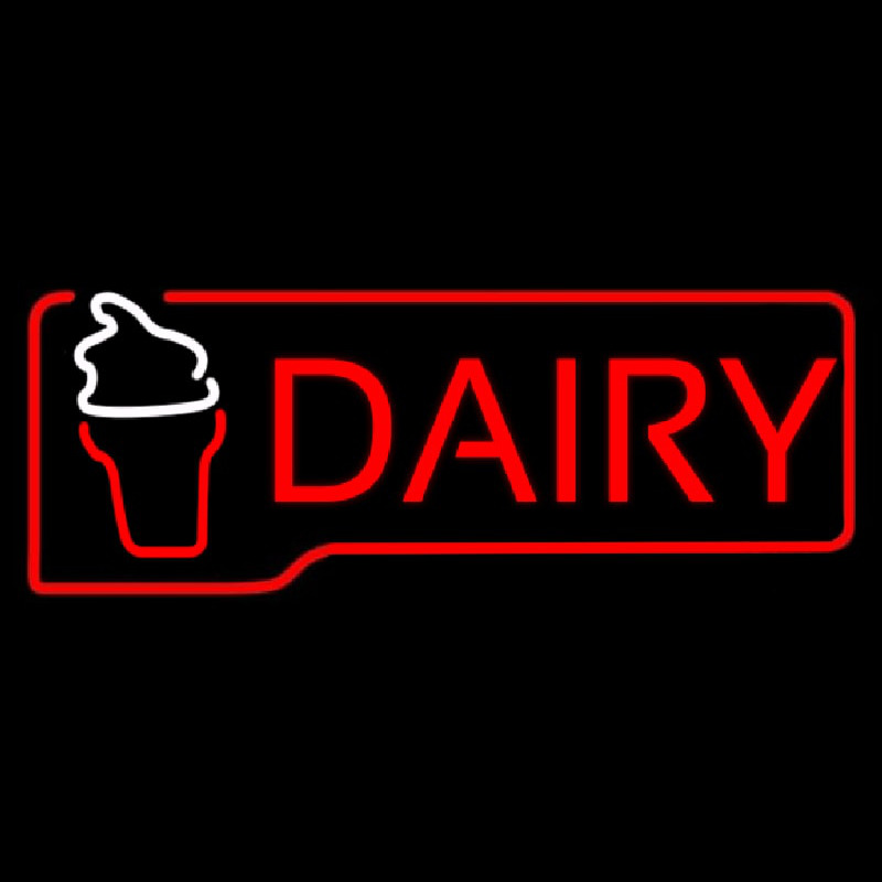 Red Dairy With Logo Neon Skilt