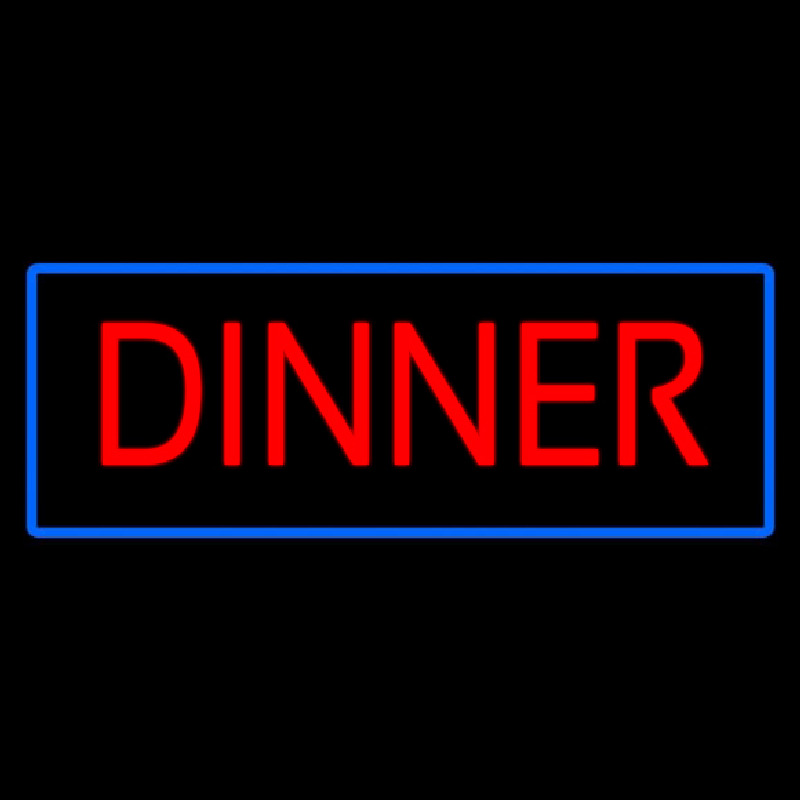 Red Dinner With Blue Border Neon Skilt