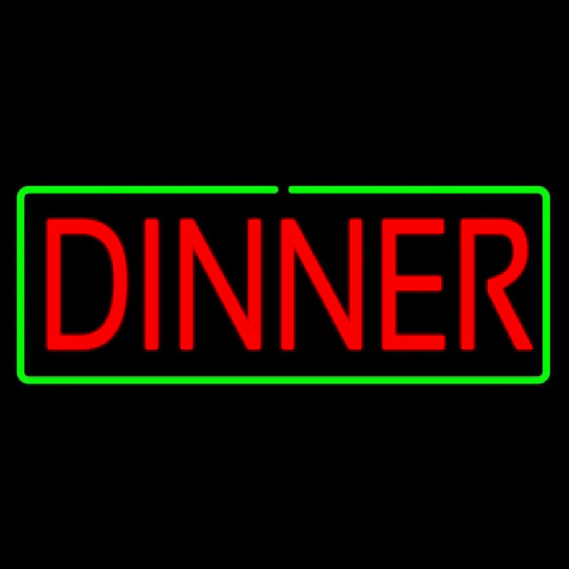 Red Dinner With Green Border Neon Skilt