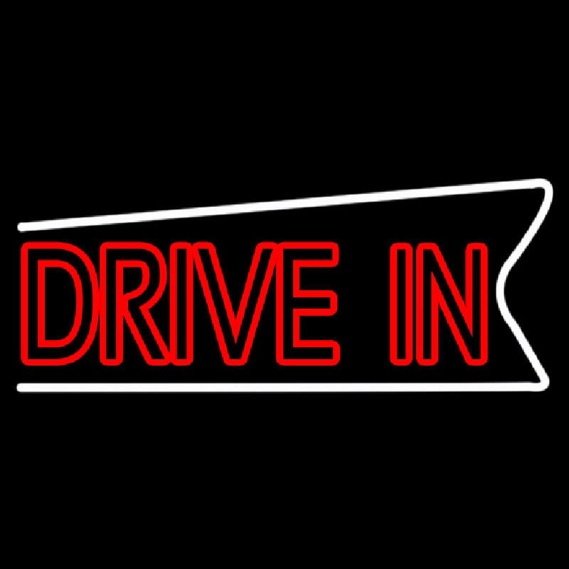 Red Double Stroke Drive In Neon Skilt