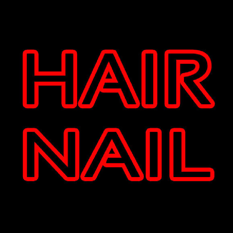 Red Double Stroke Hair Nail Neon Skilt