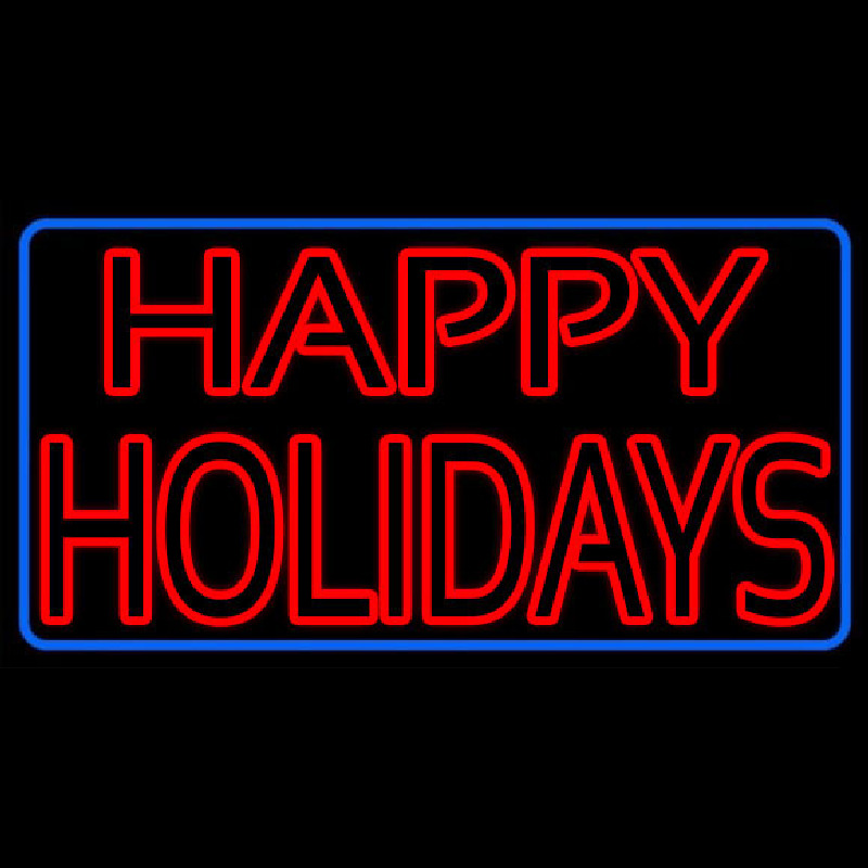 Red Double Stroke Happy Holidays Neon Skilt