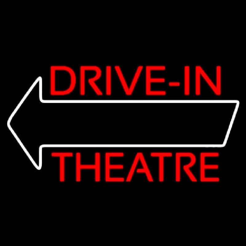 Red Drive In Theatre White Arrow Neon Skilt