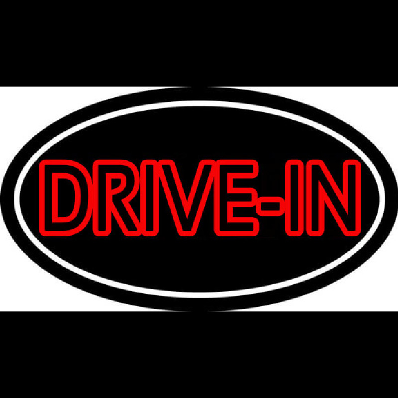 Red Drive In With White Border Neon Skilt
