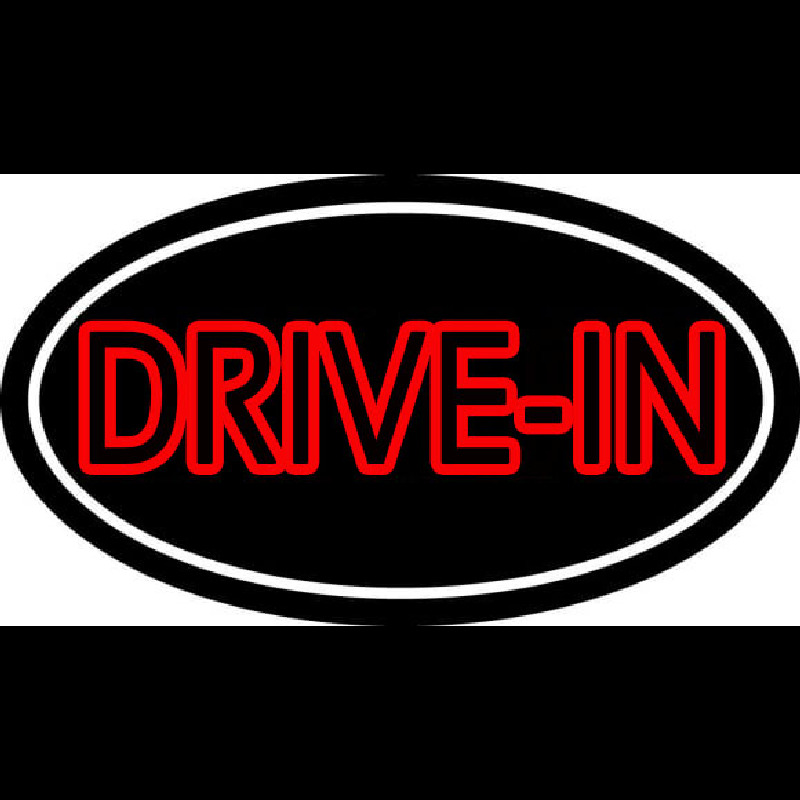 Red Drive In With White Border Neon Skilt