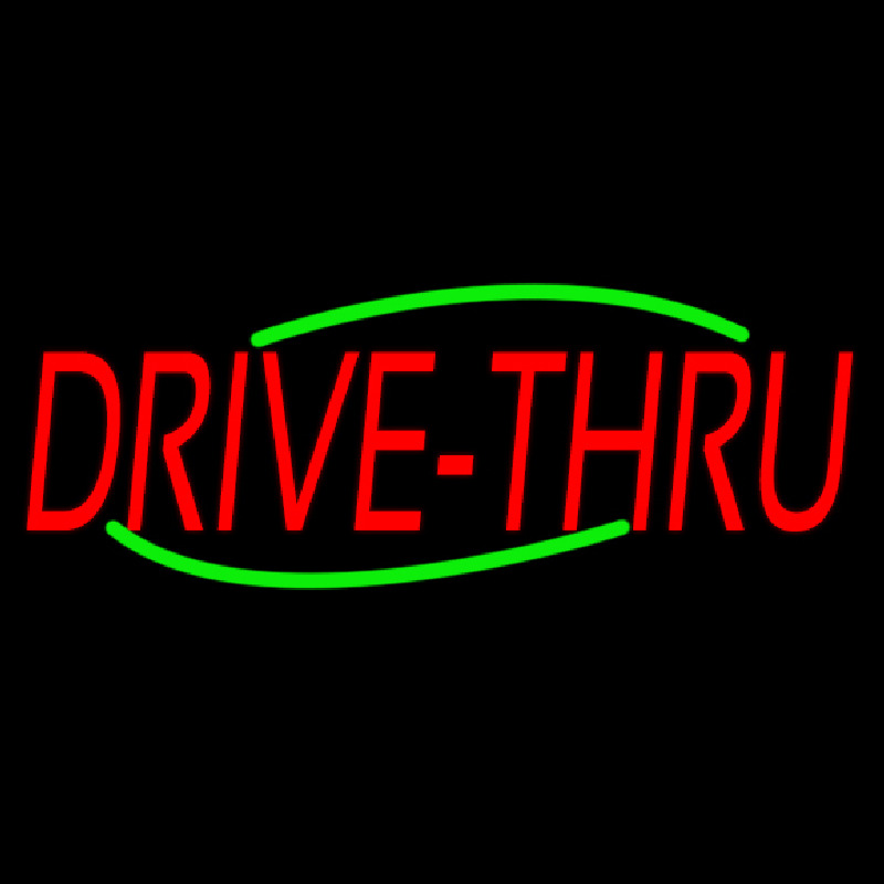 Red Drive Thru Neon Skilt