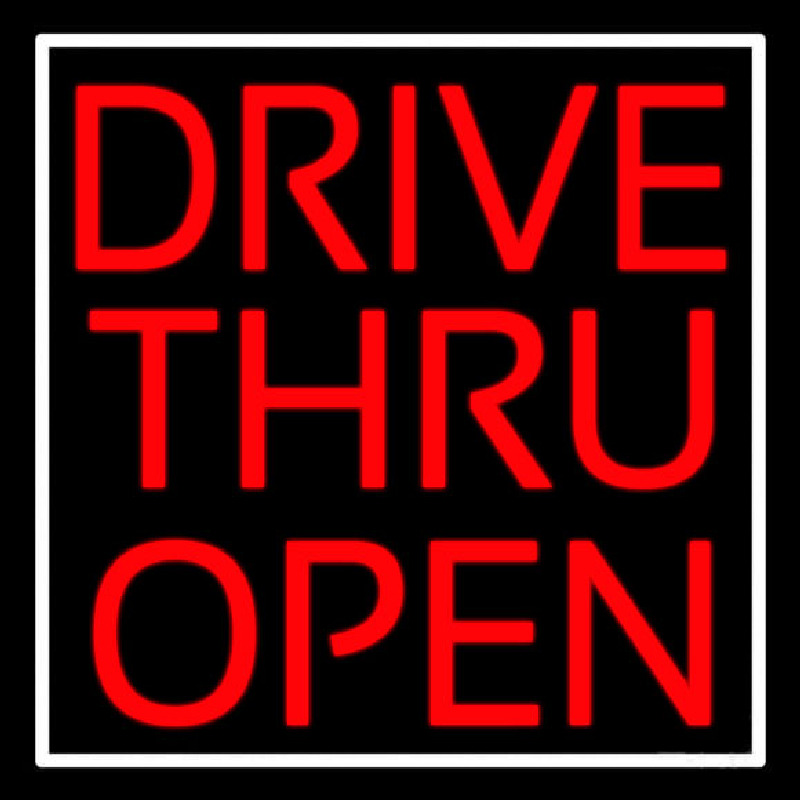 Red Drive Thru Open Neon Skilt
