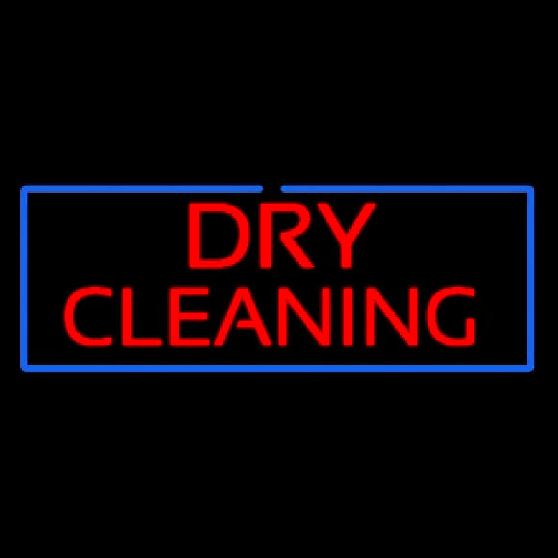Red Dry Cleaning Blue Border Neon Skilt