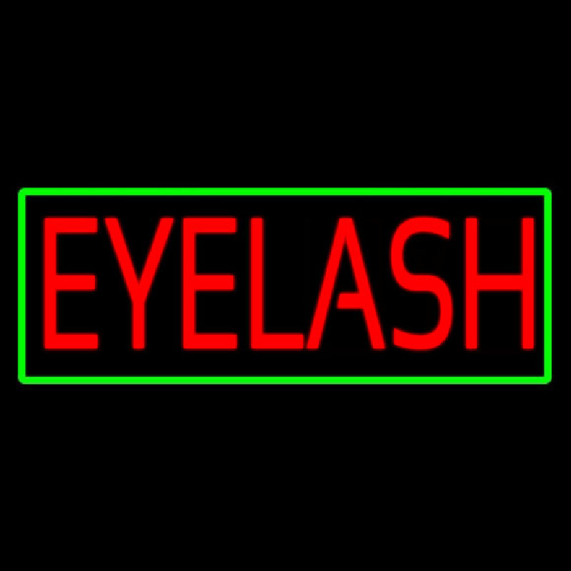 Red Eyelash Green Border Neon Skilt