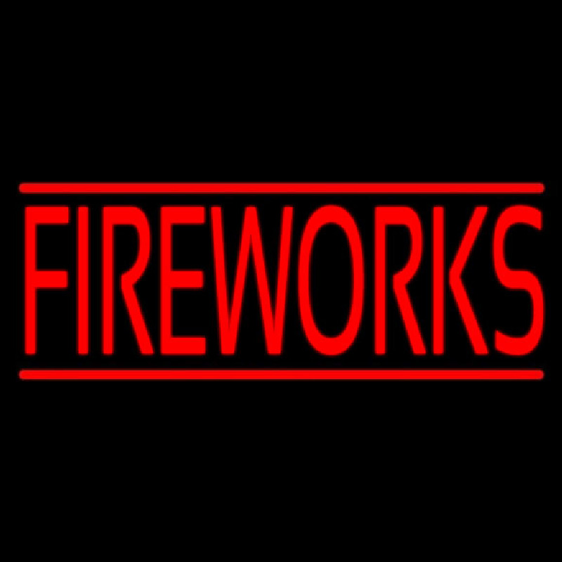 Red Fireworks Block Neon Skilt
