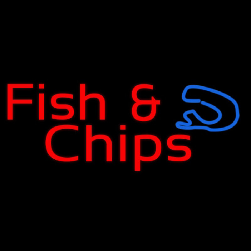 Red Fish And Chips Neon Skilt