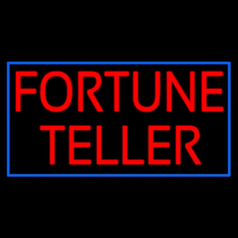 Red Fortune Teller Blue Border Neon Skilt