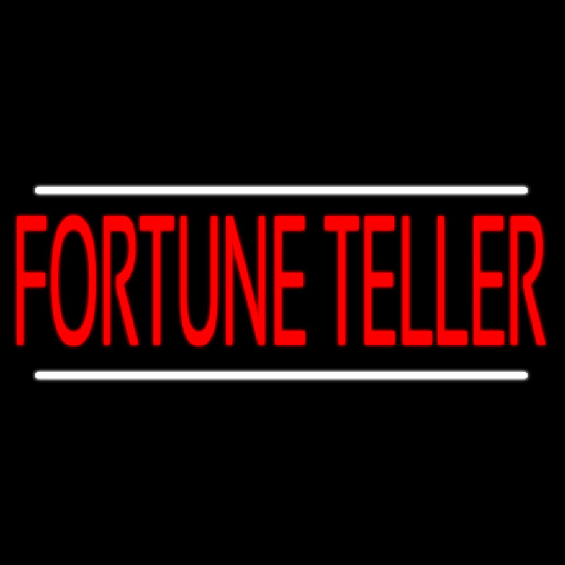 Red Fortune Teller White Line Neon Skilt