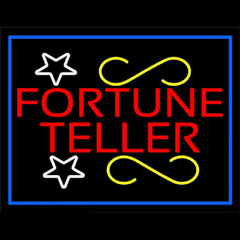 Red Fortune Teller With Blue Border Neon Skilt