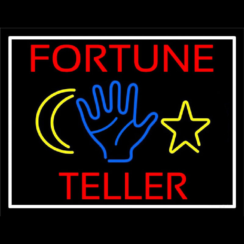 Red Fortune Teller With Logo Neon Skilt