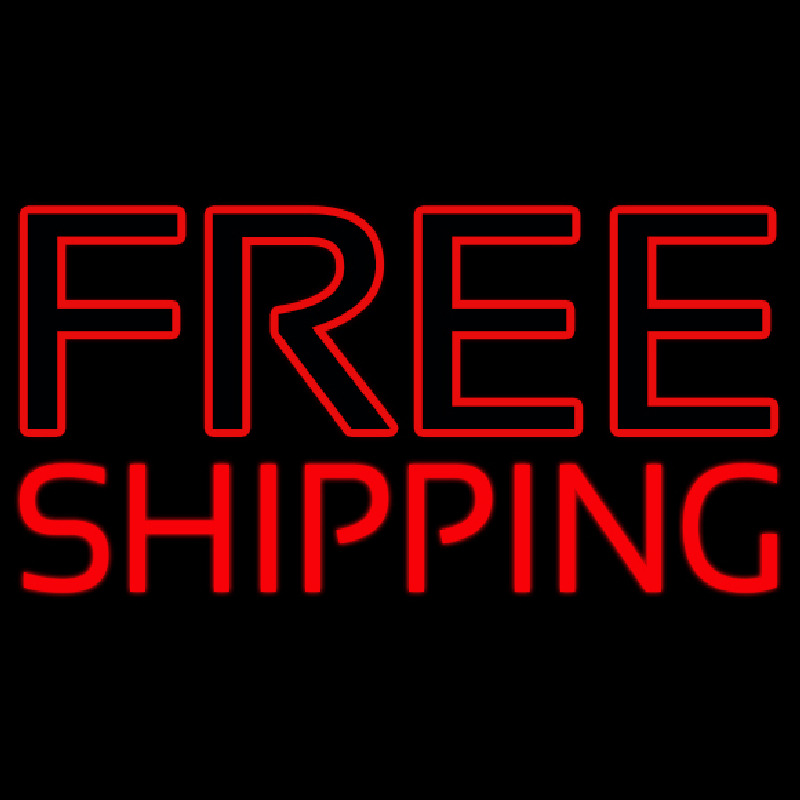 Red Free Shipping Block Neon Skilt
