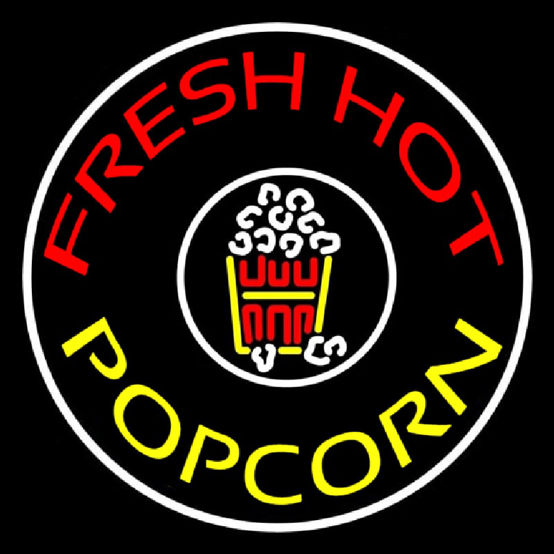 Red Fresh Hot Yellow Popcorn Neon Skilt